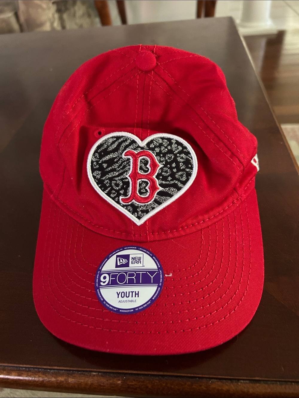 New Era Red Boston B Heart Logo Youth 9FORTY Cap